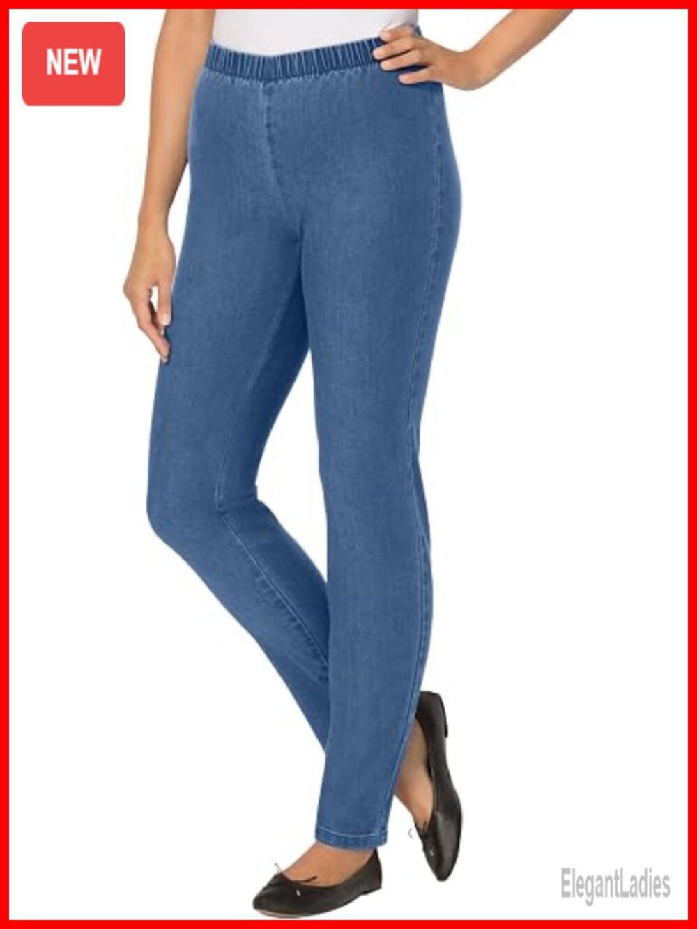 Plus Size Fitted Stretch Denim Skinny Pull-On Jeans Jeggings